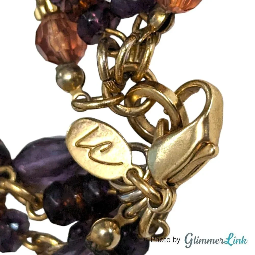 Vintage Liz Claiborne Purple Multi Strand Beaded Bracelet